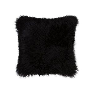 Natural Home Decor New Zealand Sheepskin Pillow | 1-Piece | Black | 18"x18"